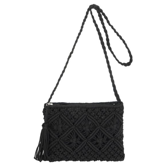 Small Fringed Cotton Crochet Cross-Body Shoulder Bag Bohemian Beach :') - Picture 1 of 7